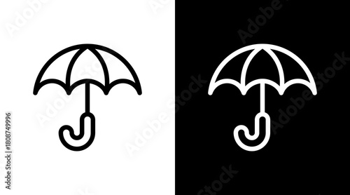 Umbrella With Icon Set Design