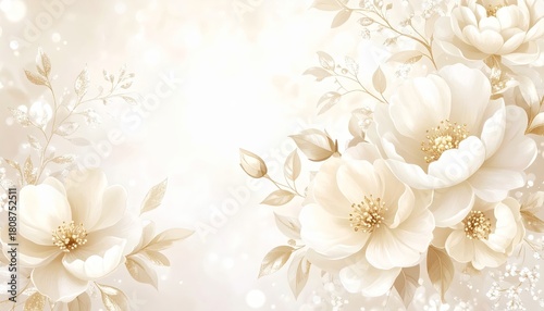 Elegant white flowers blossom gracefully on bright serene background creating a pure vision.
