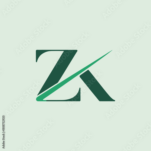 The minimalist ZK logo features a sleek design with black and green colors, exemplifying modern branding and professional identity for businesses in various industries.