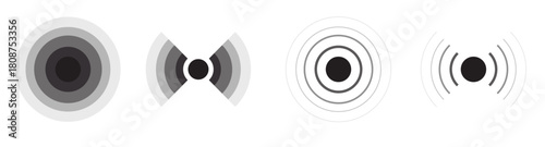 radar signal and sonar sound wave flat vector illustration