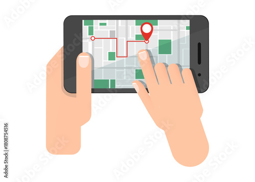 Mobile GPS navigation and tracking concept stock illustration