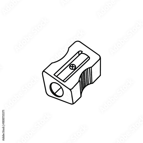 Detailed Line Art of a Pencil Sharpener An Educational and Artistic Icon for School and Stationery