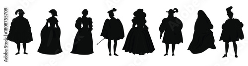 Renaissance Style Colored Icon Set vector illustration