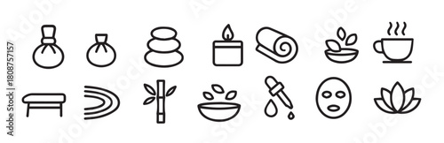 relax and rejuvenate spa icons for wellness and self care