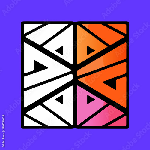 Geometric pattern with colorful triangles creating a modern and eyecatching design, perfect for backgrounds, textiles, and creative projects