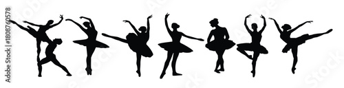 set of ballet dancers silhouettes