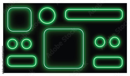Green Neon Shapes on Black Background interface