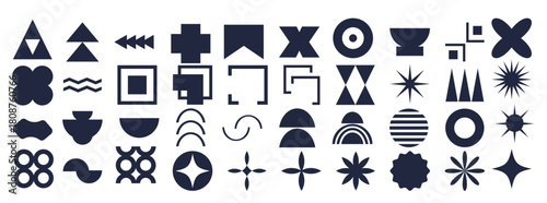 set geometric shapes contemporary modern trendy elements