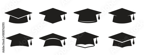 Vector Graduation Hat Collection For students who graduate Isolated on white background