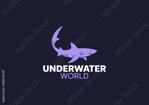 A sleek and modern logo design featuring a shark, representing the underwater world and marine life, ideal for organizations focused on ocean preservation and education.
