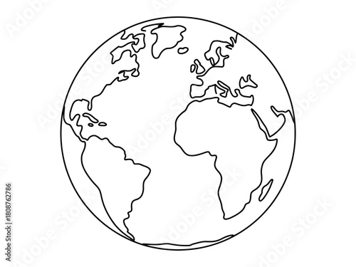 A simple yet impactful outline drawing of the globe, symbolizing the earth and global connection, perfect for educational materials or environmental themes.