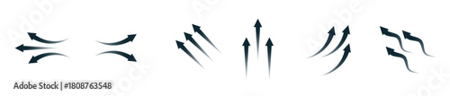  set of black arrow showing wind air flow isolated on white