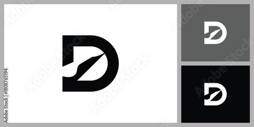 Modern Letter D Icon with Swoosh