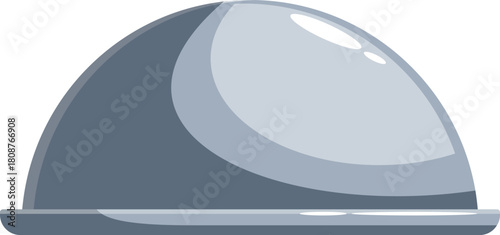 Silver serving cloche is keeping food warm in restaurant