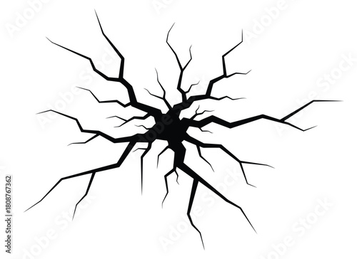 Vector illustration of black crack on a white isolated background