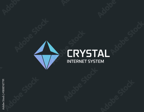 A striking logo representing a crystal Internet system, featuring a geometric diamond shape with gradient colors, symbolizing clarity and innovation in technology.