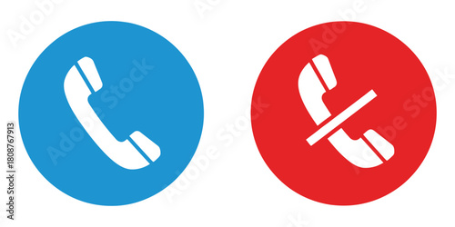 Vector illustration of phone call and declined call icon white