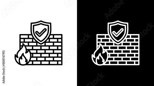 Firewall With Icon Set Design