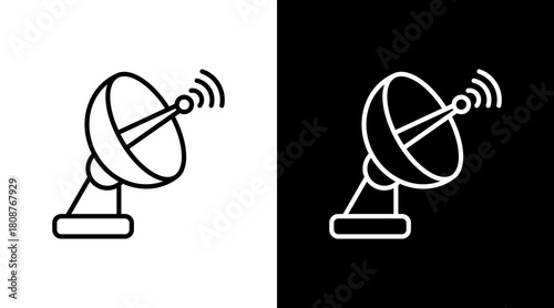 Satellite Dish With Icon Set Design