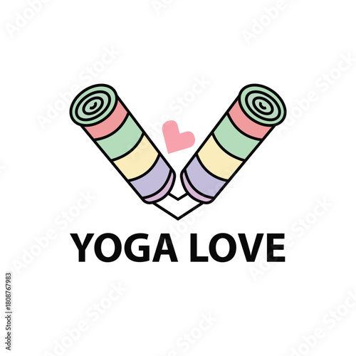 Yoga Love Cute Pastel Rainbow Mats with Heart Vector Illustration | Wellness and Fitness Graphic