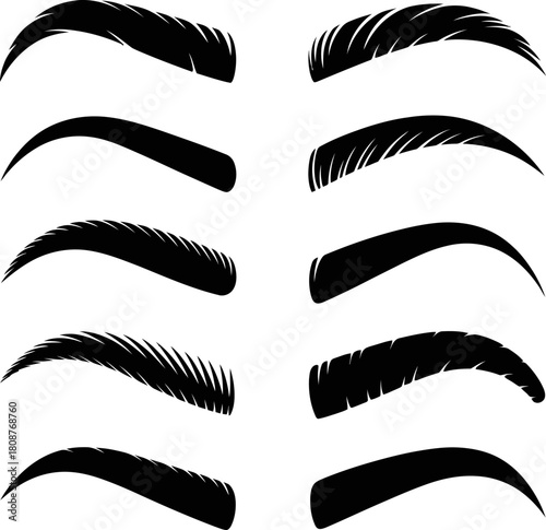 Collection of diverse eyebrow shapes and styles for beauty design