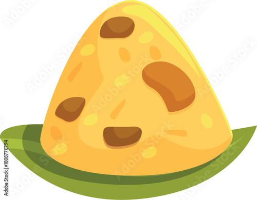 Traditional chinese rice dumpling, zongzi, served on a green leaf, perfect for dragon boat festival celebrations