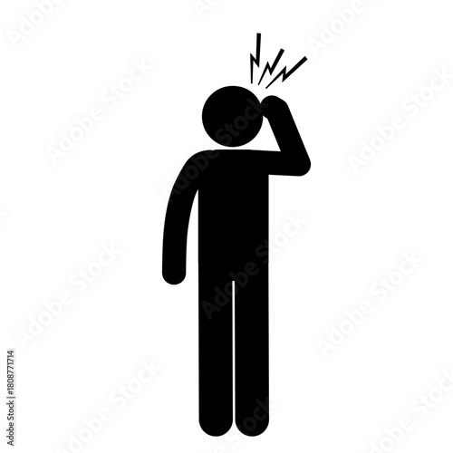 Stick figure holding head showing painful headache symptoms.