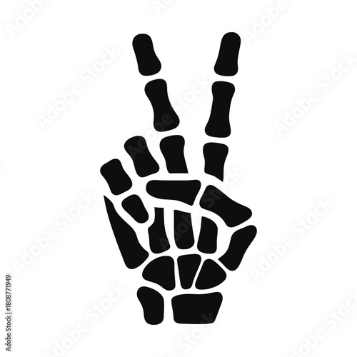skeletal hand peace gesture glyph icon
