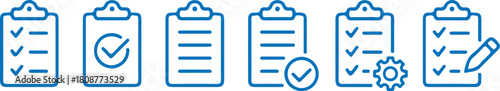 checklist bule line icon set vector design illustration art
