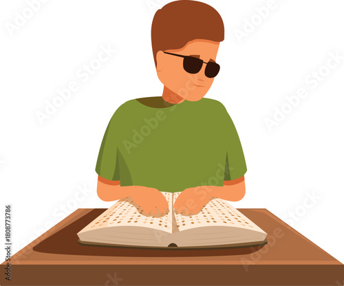 Visually impaired student reading a braille book, demonstrating accessibility and inclusivity in education