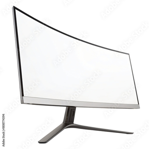 Sleek curved monitor with blank screen display