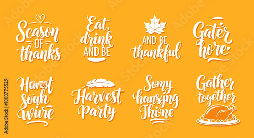 Thanksgiving holiday celebration with festive messages and harvest party designs