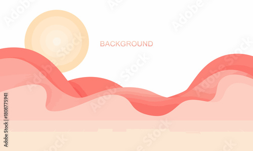 An abstract background design featuring soft wave patterns and a subtle sun, creating a warm and inviting atmosphere, perfect for various creative projects.