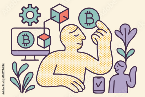 Bitcoin Growth in a Connected Digital concept