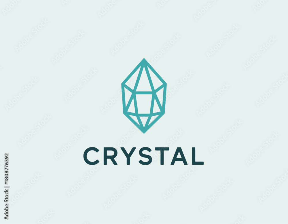 Fototapeta premium A sleek, crystal-shaped logo design featuring clean lines and a modern aesthetic, suitable for branding in tech or wellness industries with a refreshing look.