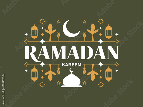 This vibrant Ramadan Kareem design features cultural symbols like crescents and lanterns, celebrating the spirit of harmony and generosity during the holy month.