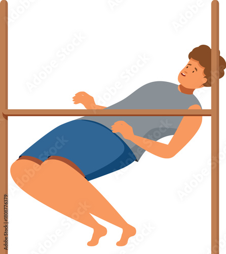 Limbo dancer bending backward and passing under horizontal bar