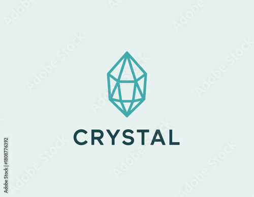 A sleek, crystal-shaped logo design featuring clean lines and a modern aesthetic, suitable for branding in tech or wellness industries with a refreshing look.