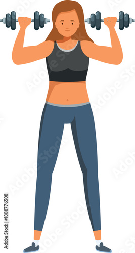 Young woman lifting weights during workout, promoting healthy lifestyle and strength training
