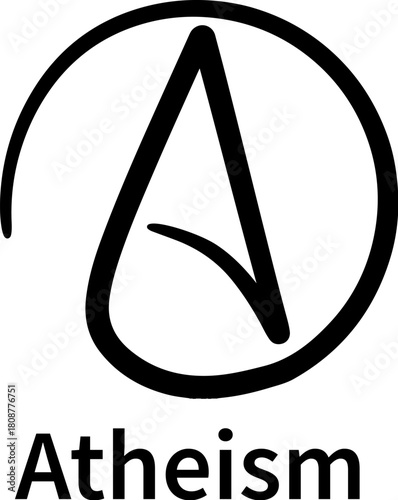 Atheism is a rejection of the belief that any deities exist. Atheism symbol. Religious icons. Vector