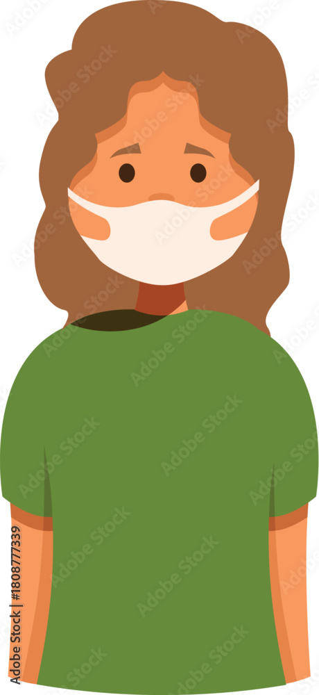 Fototapeta premium Portrait of a woman wearing a surgical mask covering her nose and mouth, protecting herself from virus infection