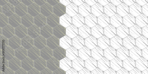 Old gray white worn vintage shabby damask patchwork hexagonal hexagon motif tiles tile mosaic stone concrete cement wall texture background banner