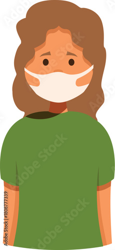 Portrait of a woman wearing a surgical mask covering her nose and mouth, protecting herself from virus infection