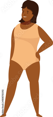 Plus size woman in swimsuit is posing, embracing body positivity and celebrating diversity