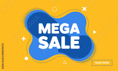 An eye-catching graphic promoting a mega sale, featuring bold colors and shapes, perfect for attracting customers' attention to exciting shopping offers and discounts.