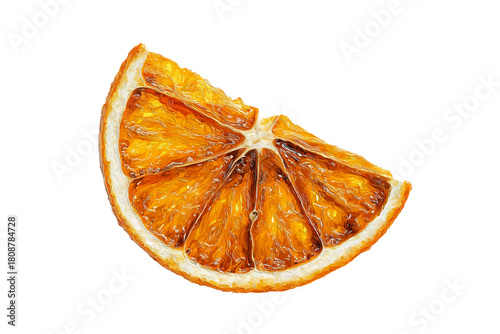 Realistic dried melon slice painting with rich texture isolated on transparent background