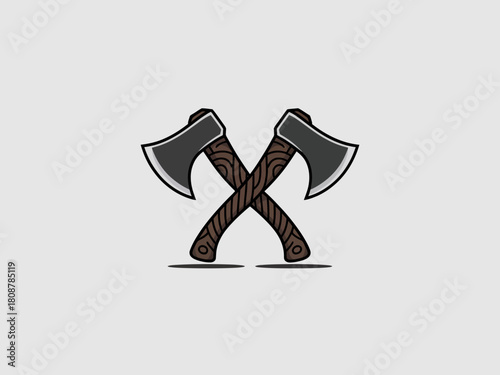 This image features a pair of crossed axes, which represent strength, craftsmanship, and ruggedness, making it ideal for themes of adventure, outdoor activities, and hard work.