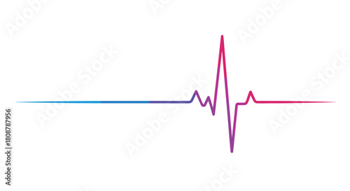 A colorful electrocardiogram line shows a heartbeat waveform with a gradient from blue to pink.