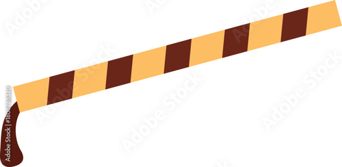 Wafer Roll Stick with Melted Chocolate Flat Illustration. Clean Icon Design Element on Isolated Transparent Background