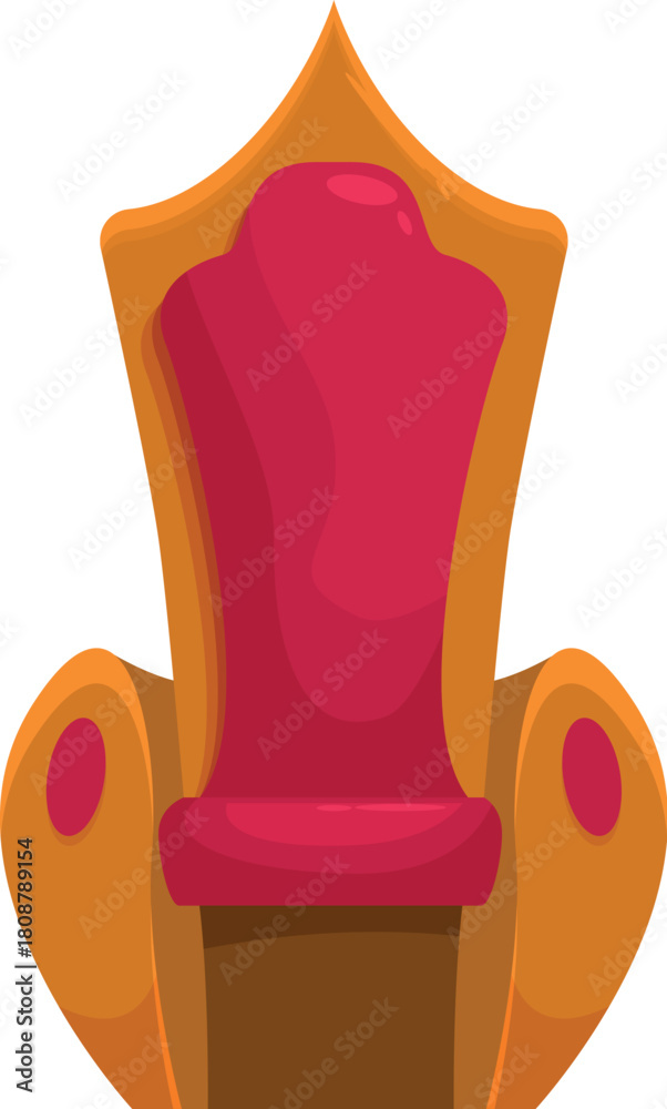 Fototapeta premium Cartoon illustration of a majestic golden throne with red upholstery, representing royalty, power, and authority